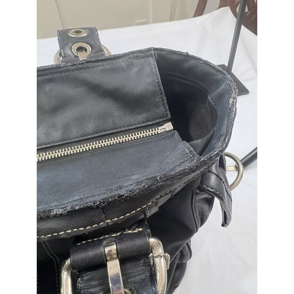 Coach SoHo Large Shoulder Tote 10037 Black Leather with Accent Stitching - Picture 7 of 16